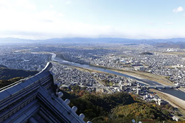 Gifu Castle and Mt Kinka Panorama