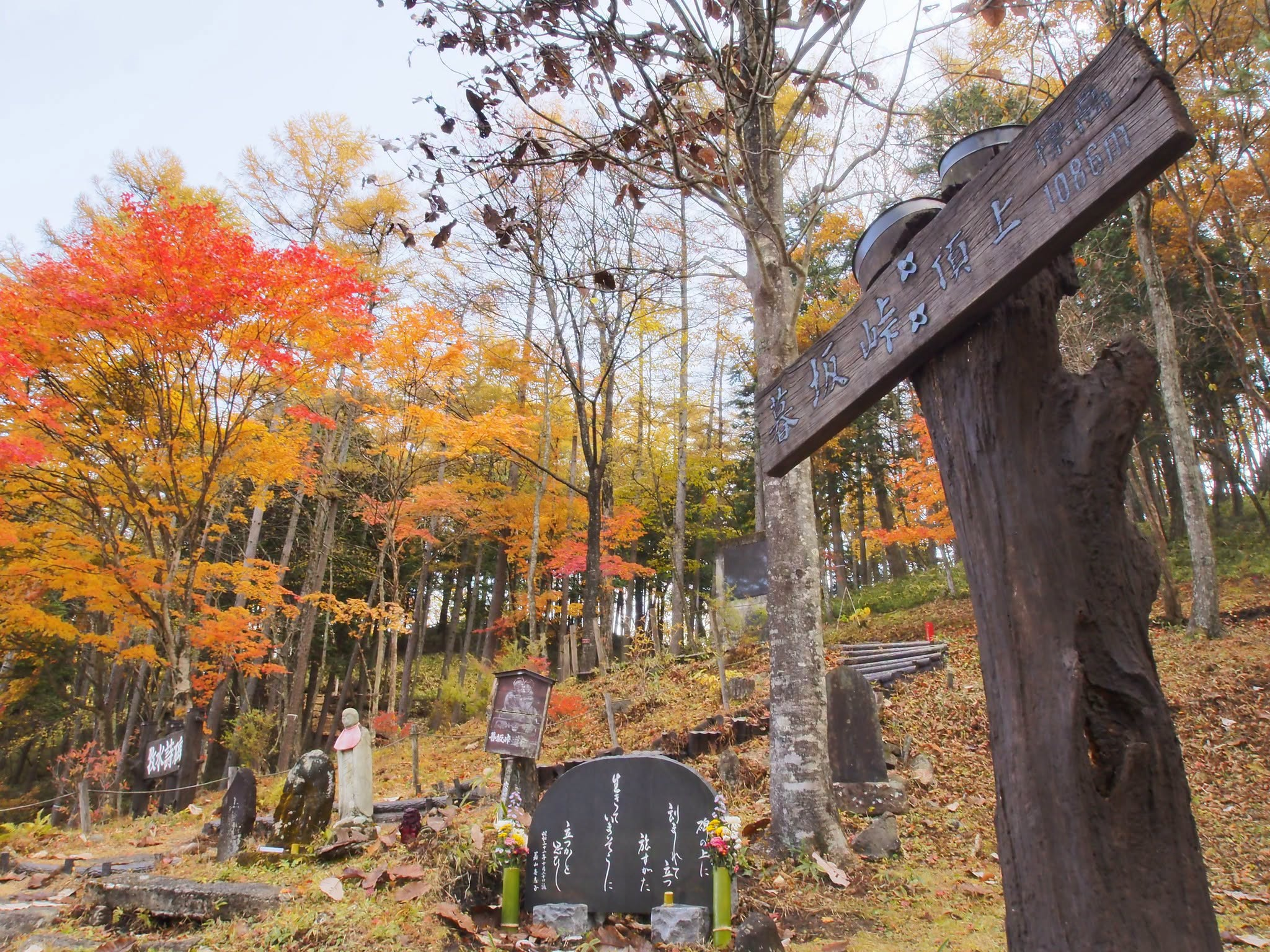 Autumn trail entrance at Kuresaka Pass