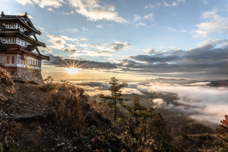 Oga Castle Ruins atop Mt. Kojo, Gifu